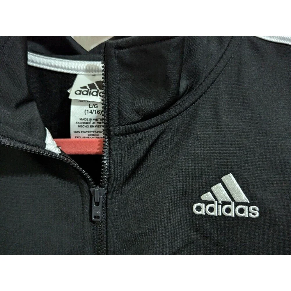 NWT Adidas Track Jacket Youth Large 14/16 Black Soccer Sports Logo